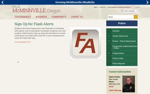 Sign Up for Flash Alerts | McMinnville Oregon
