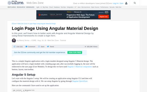 Login Page Using Angular Material Design - DZone Web Dev
