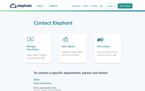Contact Elephant | Elephant Insurance