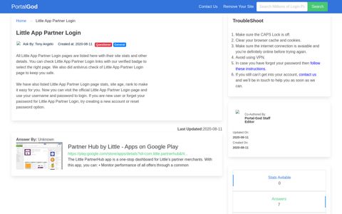 Little App Partner Login Page - portal-god.com