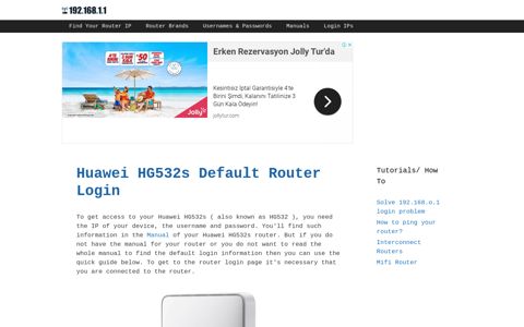 Huawei HG532s - Default login IP, default username ...