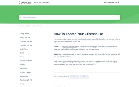 How To Access Your Greenhouse - Clover Sites Help Center
