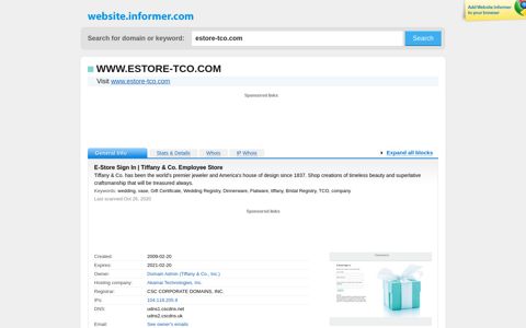 estore-tco.com at WI. E-Store Sign In | Tiffany & Co. Employee ...