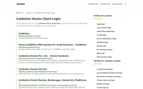 Goldmine Stocks Client Login ❤️ One Click Access
