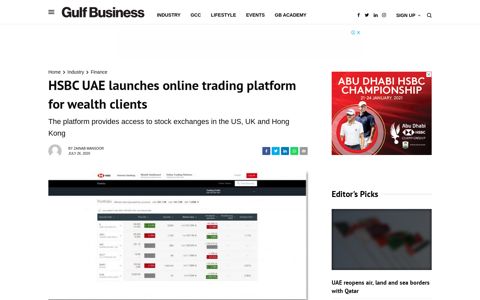 HSBC UAE launches online trading platform for wealth clients
