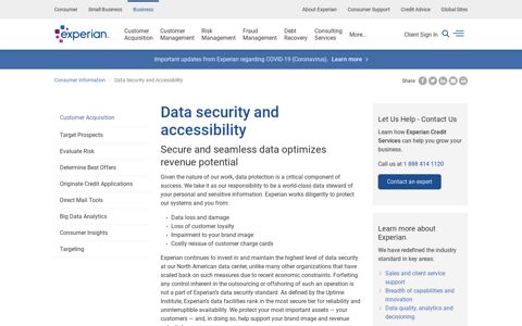 Data security and accessibility| Experian Credit Services