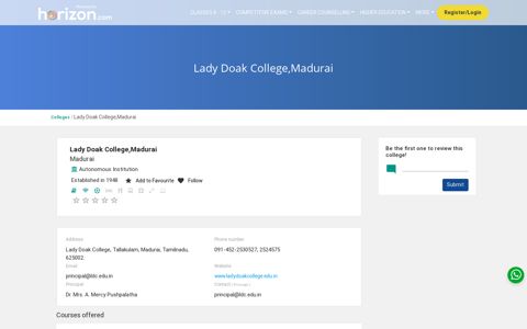 Lady Doak College,Madurai - Manorama Horizon