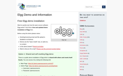 Elgg Demo Site » Try Elgg without installing it