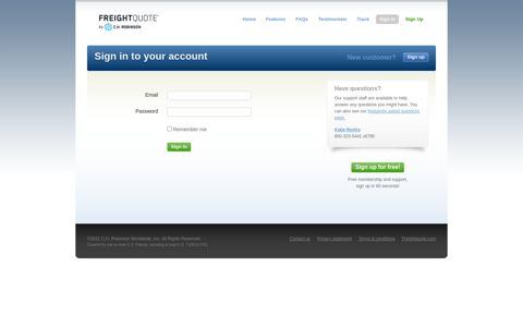 Sign In to Your Account | Freightquote Business Tools