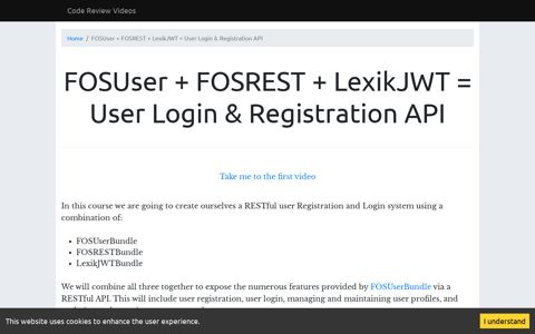 FOSUser + FOSREST + LexikJWT = User Login & Registration ...
