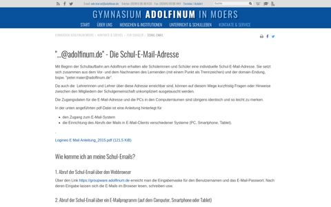 Logineo E-Mail Account - Gymnasium Adolfinum Moers
