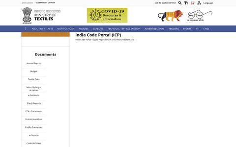 India Code Portal (ICP) | Ministry of Textiles | GoI