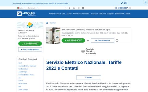 Servizio Elettrico Nazionale: Tariffe 2020 e Contatti - Luce-Gas.it