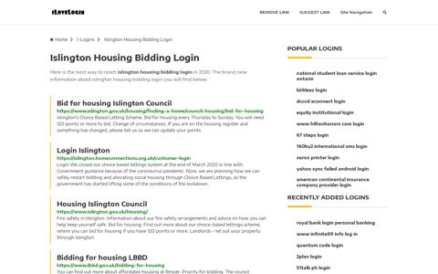 Islington Housing Bidding Login ❤️ One Click Access - iLoveLogin