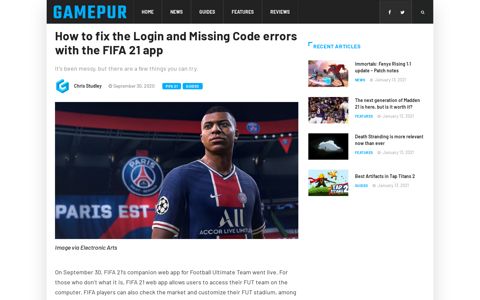 How to fix the Login and Missing Code errors with the FIFA 21 ...