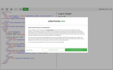 Log-in Glyph - Tryit Editor v3.6