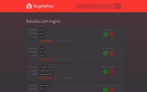 flstudio.com passwords - BugMeNot