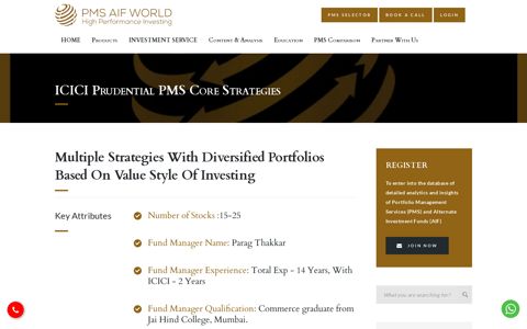 ICICI Prudential PMS Core Strategies - PMS AIF World