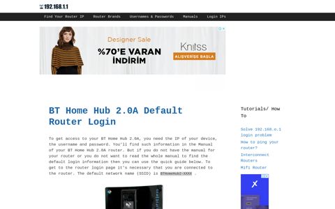 BT Home Hub 2.0A - Default login IP, default username ...