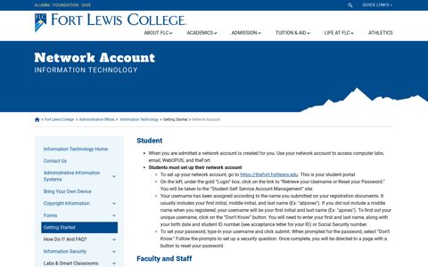 Network Account | Information Services | Fort Lewis College