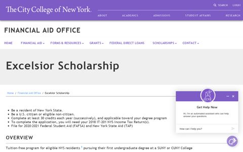 Excelsior Scholarship | The City College of New York