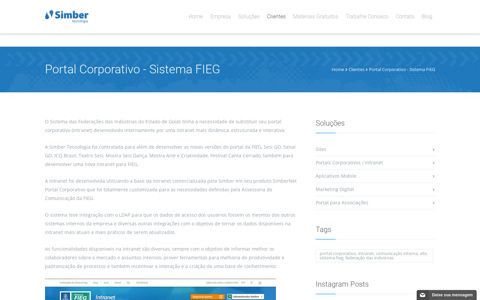 Portal Corporativo - Sistema FIEG - Simber Tecnologia