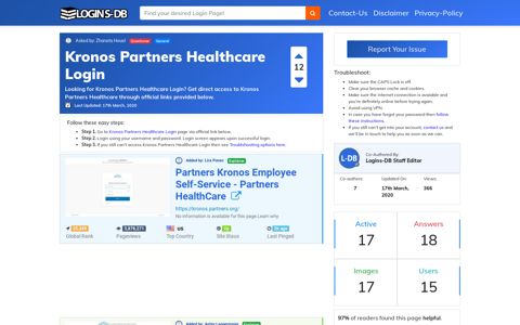 Kronos Partners Healthcare Login - Logins-DB