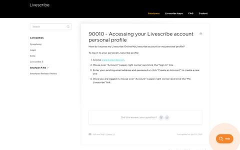 90010 - Accessing your Livescribe account personal profile ...