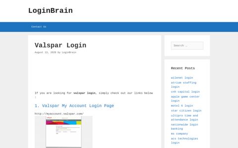 Valspar - Valspar My Account Login Page - LoginBrain