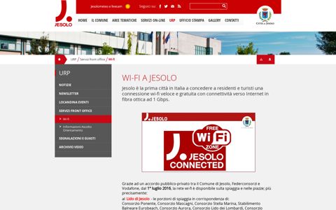 Urp - Servizi front office - Wi Fi - Comune di Jesolo