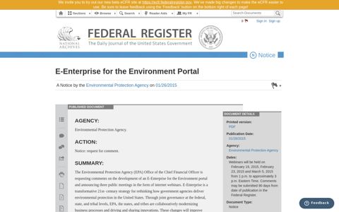 E-Enterprise for the Environment Portal - Federal Register