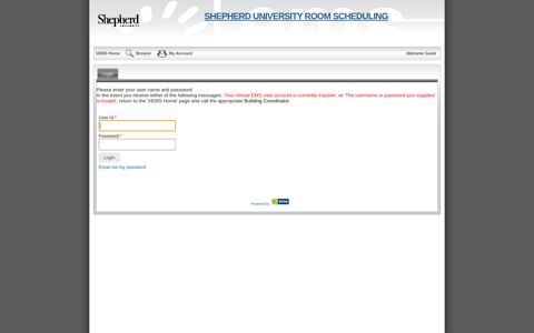 Virtual EMS - Login - Shepherd University