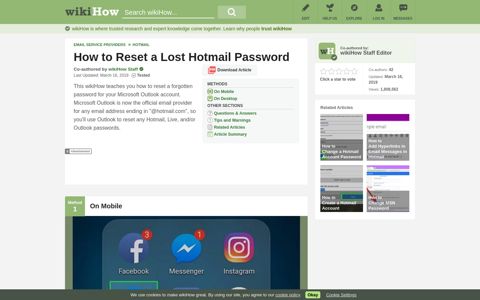 How to Reset a Lost Hotmail Password (with Pictures) - wikiHow