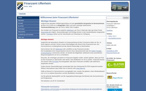 Finanzamt Uffenheim: Startseite - Finanzämter in Bayern