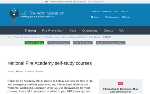 National Fire Academy self-study courses
