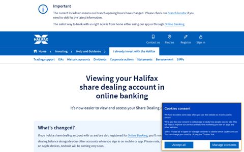 Viewing your share dealing account in online ... - Halifax