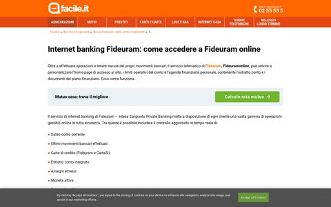Internet banking Fideuram | Facile.it