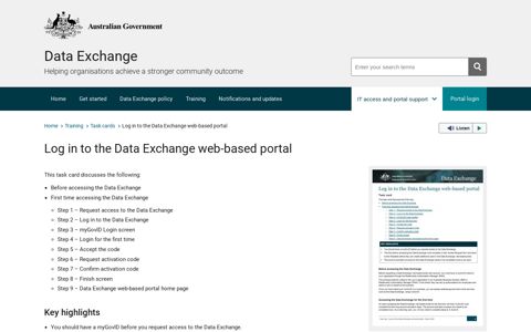 Log in to the Data Exchange web-based portal | Data Exchange