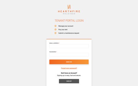 Tenant Portal Login | Hearthfire Holdings