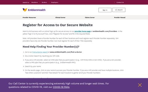 Register for Access to Our Secure Website | EmblemHealth