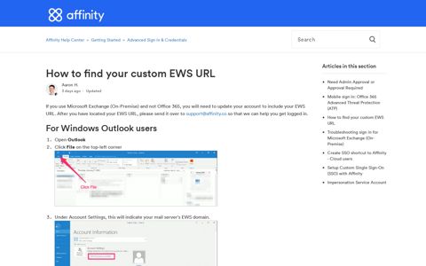 How to find your custom EWS URL – Affinity Help Center
