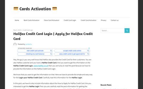 Halifax Credit Card Login - Cards Activation