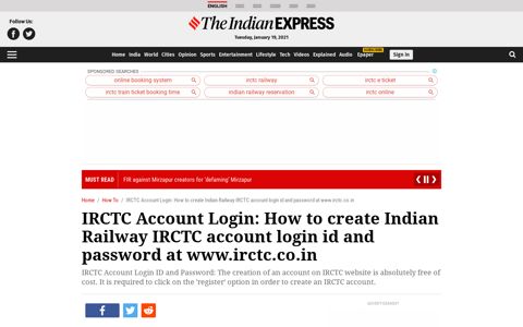IRCTC Account Login: How to create Indian Railway IRCTC ...