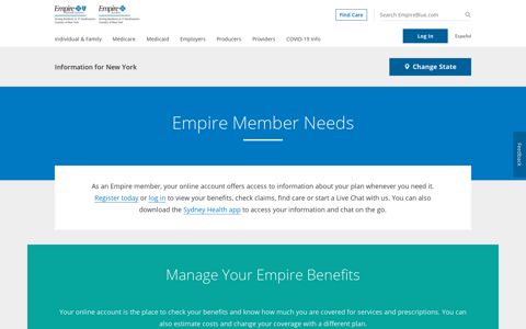 Empire Member Needs - Empire BlueCross BlueShield