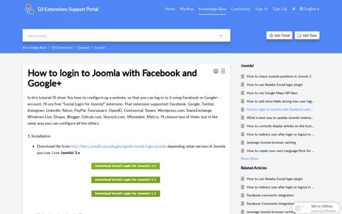 How to login to Joomla with Facebook and Google+