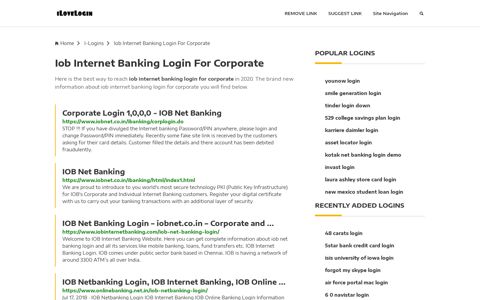 Iob Internet Banking Login For Corporate ❤️ One Click Access