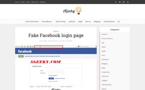 Fake Facebook login page – AGeeky