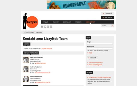Kontakt zum LizzyNet-Team - LizzyNet.de
