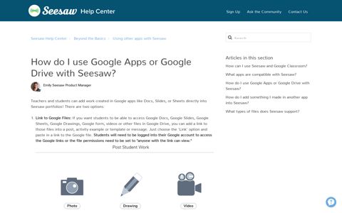 How do I use Google Apps or Google Drive with Seesaw ...
