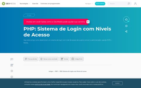 PHP: sistema de login PHP com níveis de acesso - DevMedia